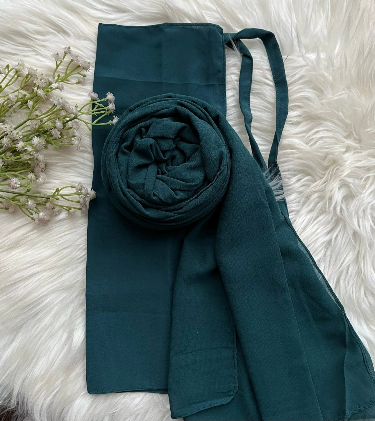 Georgette - Deep teal hijab niqab set