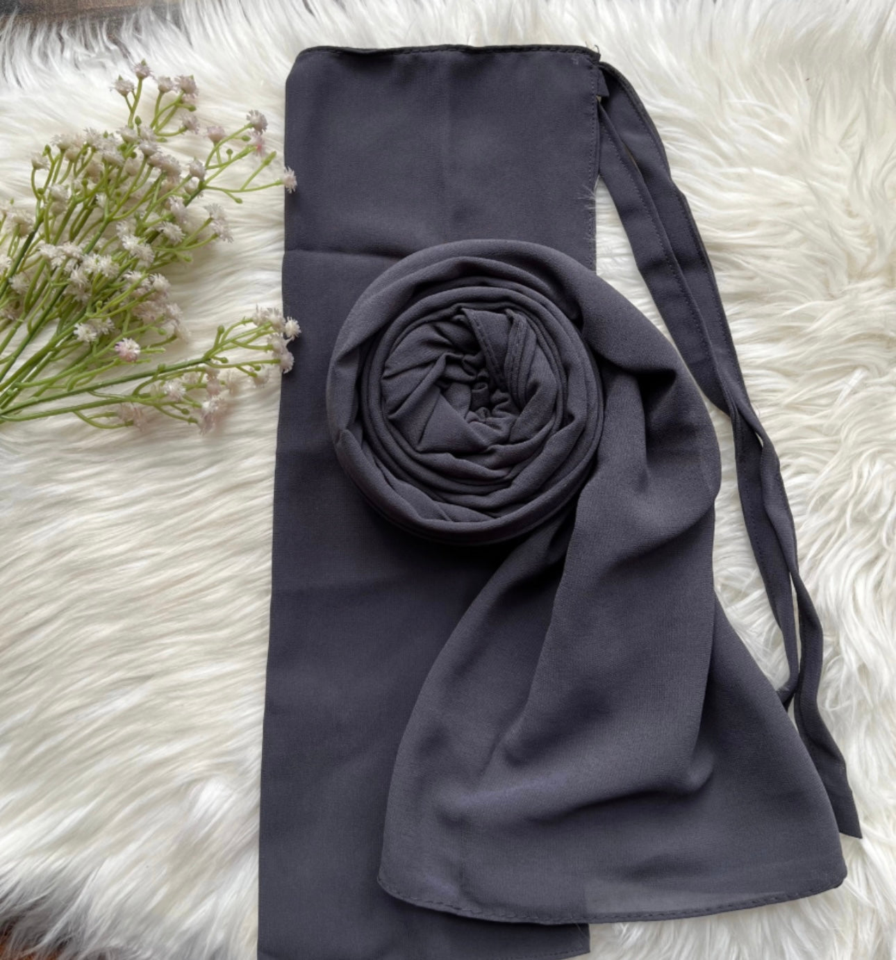 Georgette- Grey hijab niqab set