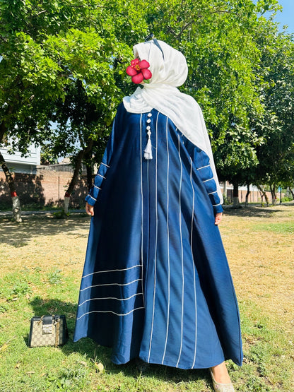 Blue white lining Abaya