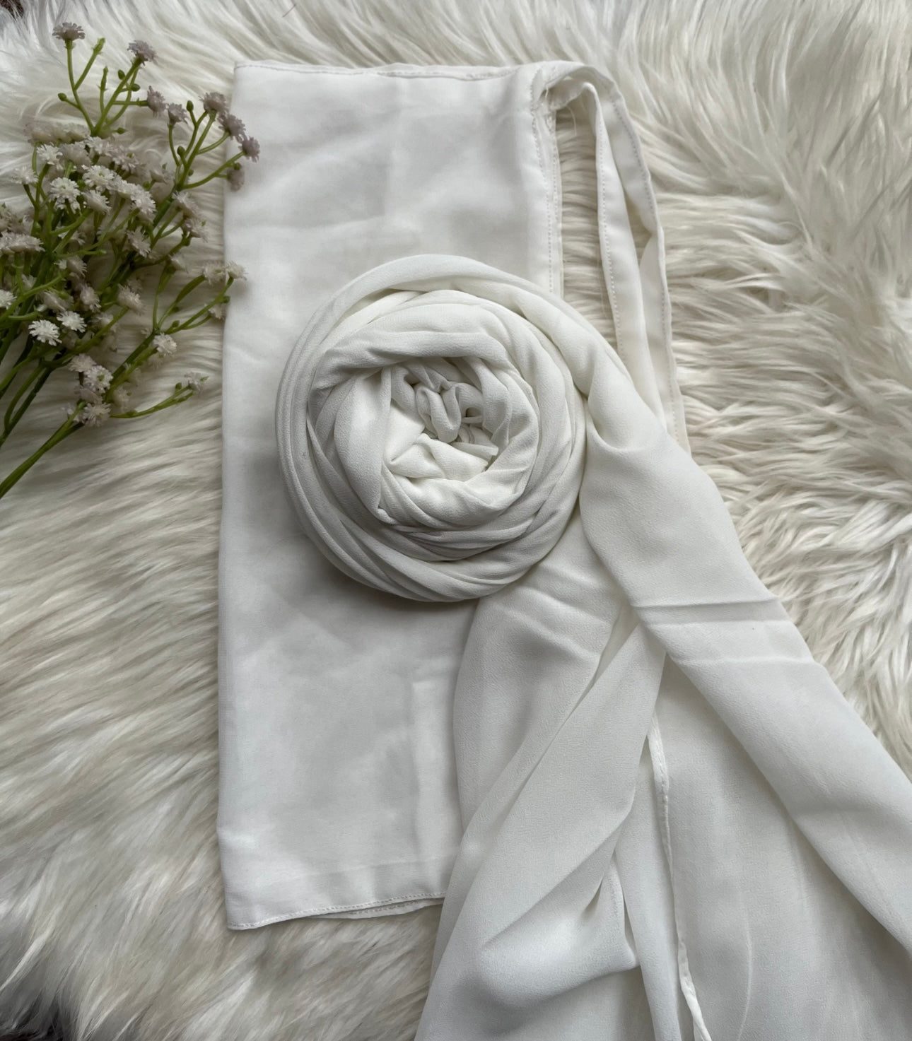 Georgette-Off white hijab niqab set