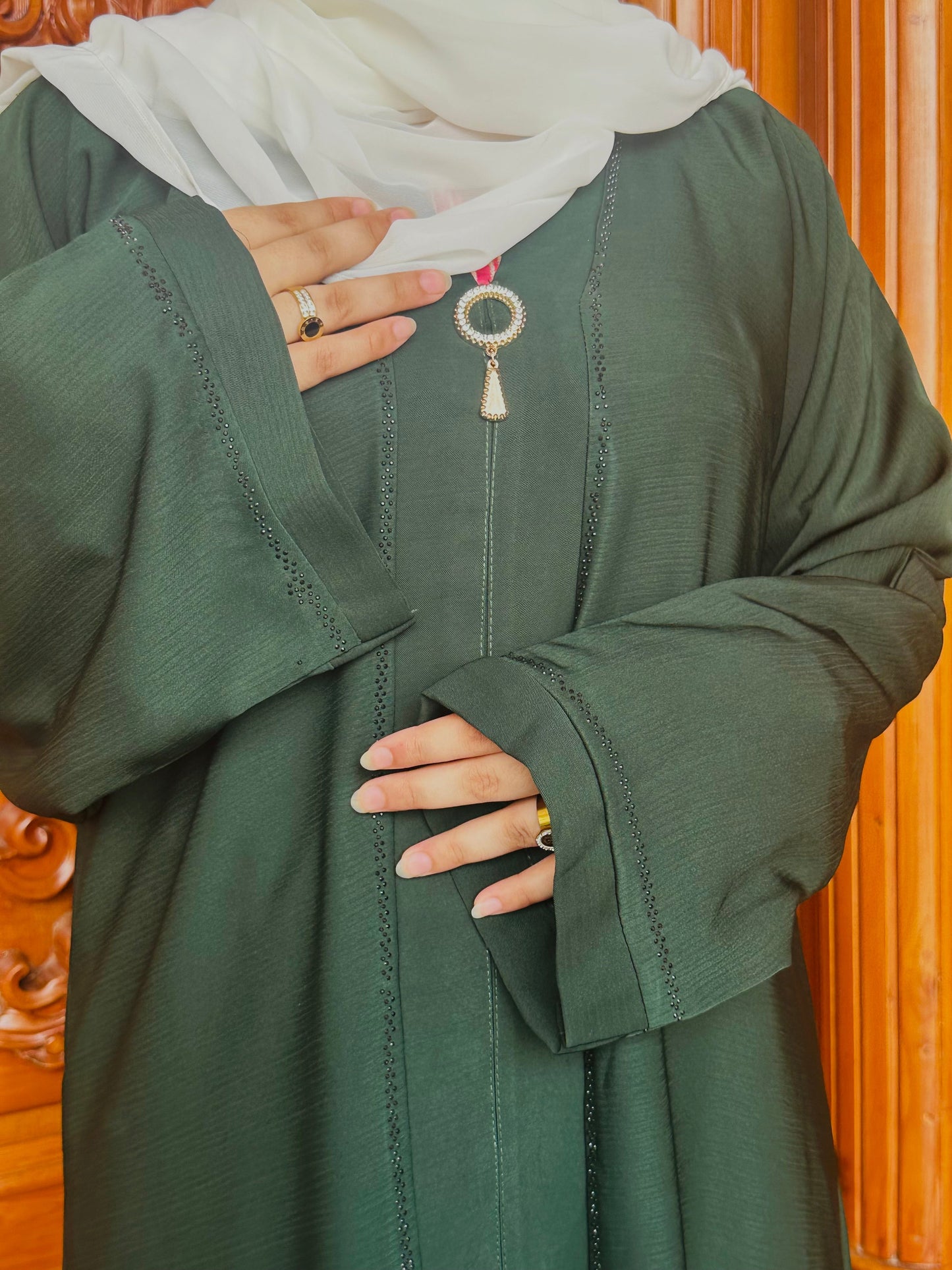 Mint Green stone Abaya