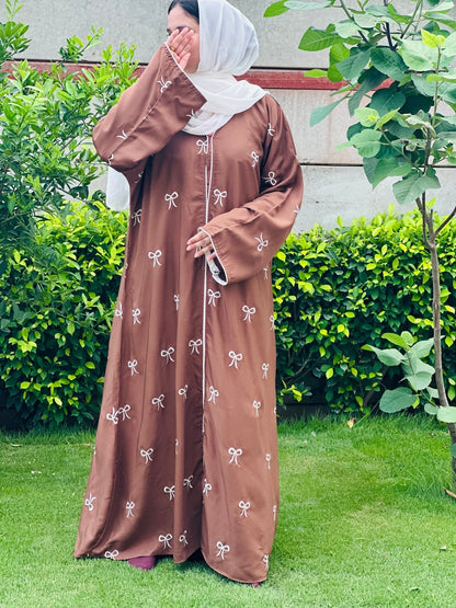Brown bow Abaya