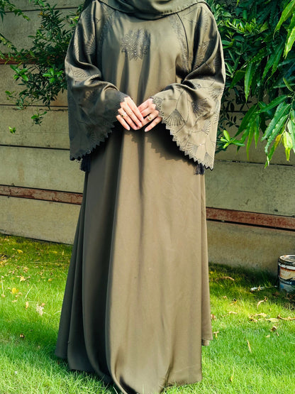 Olive Green fancy Abaya