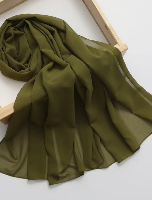 Georgette- Plain Olive Green