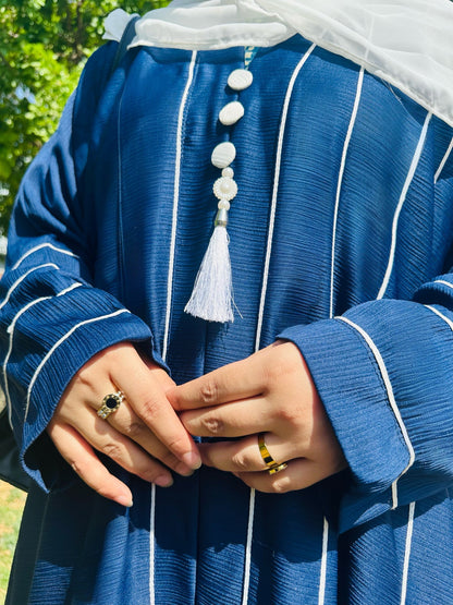 Blue white lining Abaya