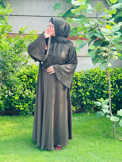 Olive Green fancy Abaya