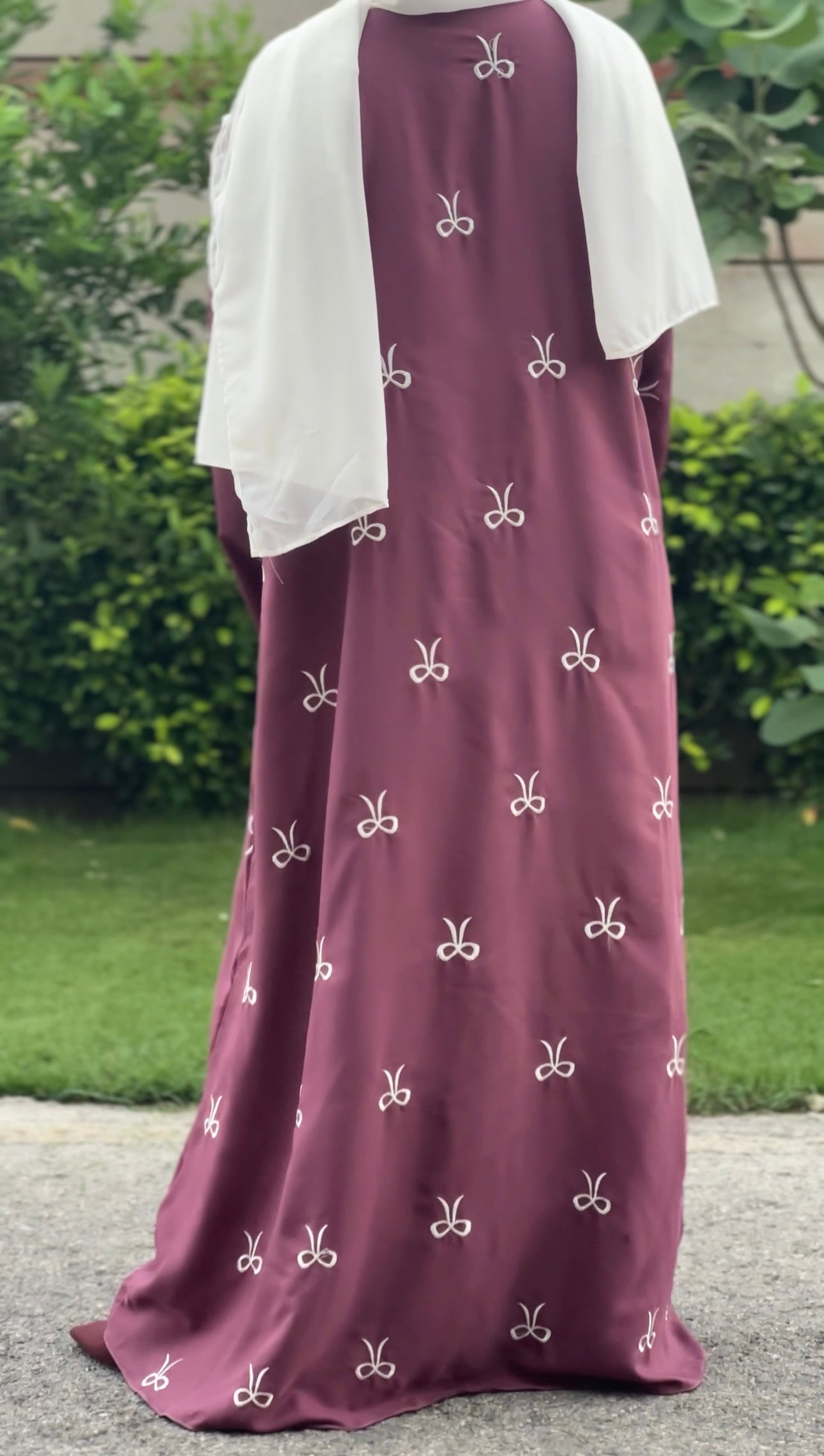 Muave pink Bow Abaya