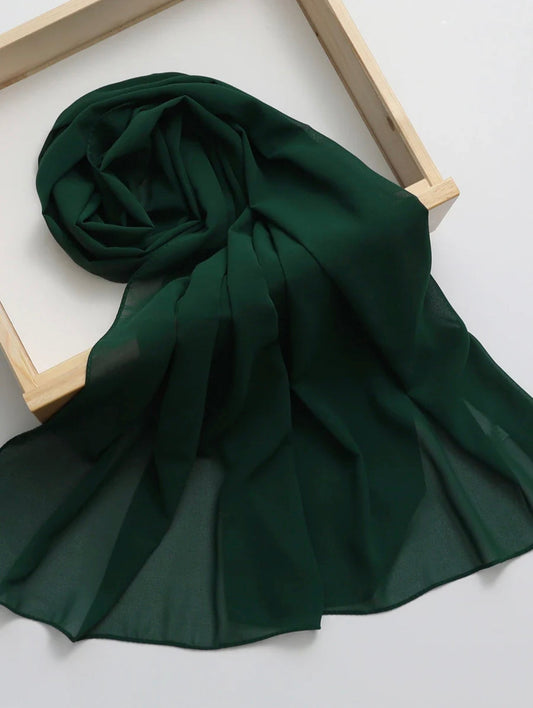 Georgette- Plain bottle green