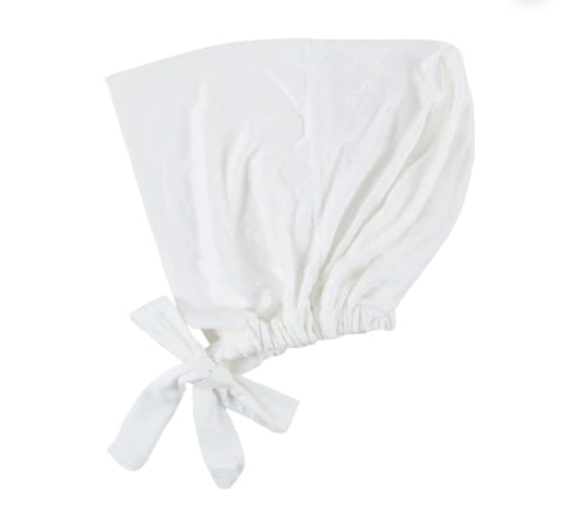 Tie back white cap